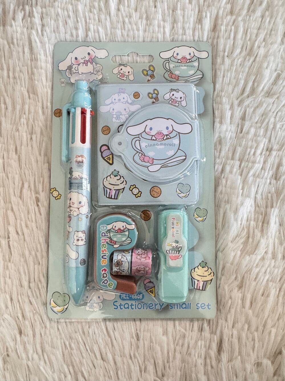 Cinnamoroll stationery set notebook multicolor pen sticker tape highlighter